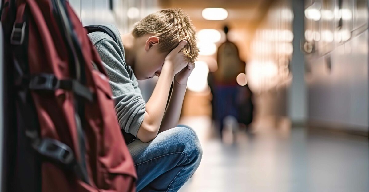 Bambino triste a scuola