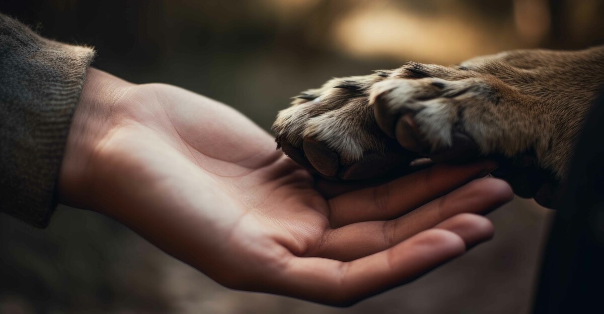 Cane da la zampa al padrone
