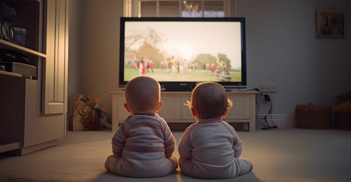 Neonati davanti alla televisione