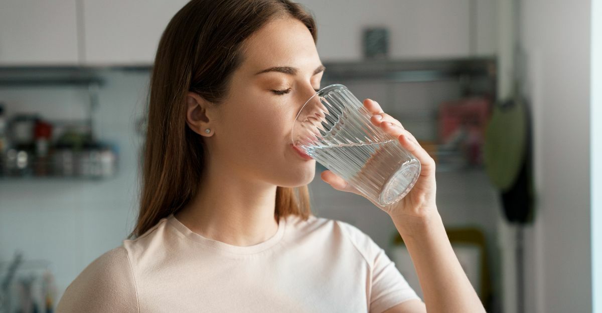 una ragazza beve acqua