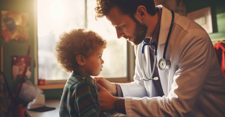 Bambino viene visitato dal pediatra