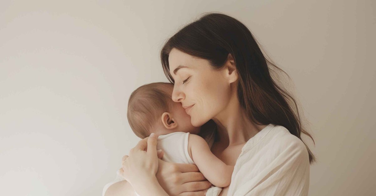 Donna tiene in braccio suo figlio