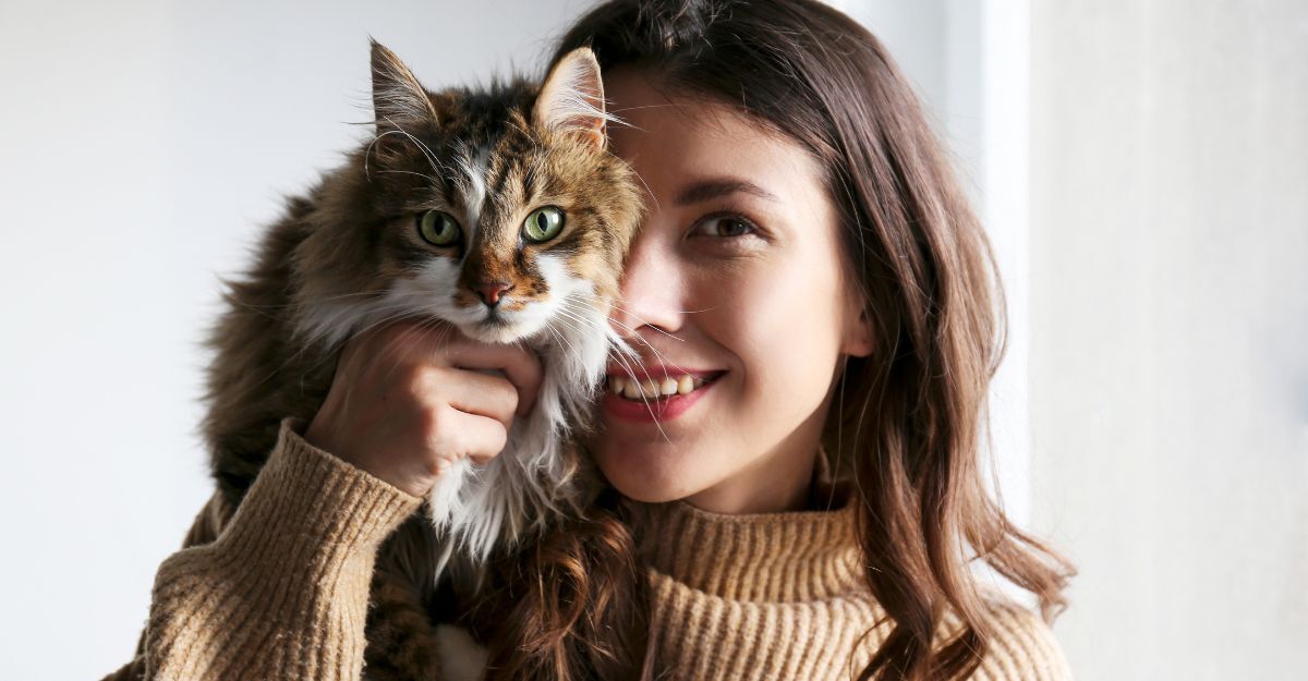 ragazza tiene in braccio un gatto di razza ragamuffin