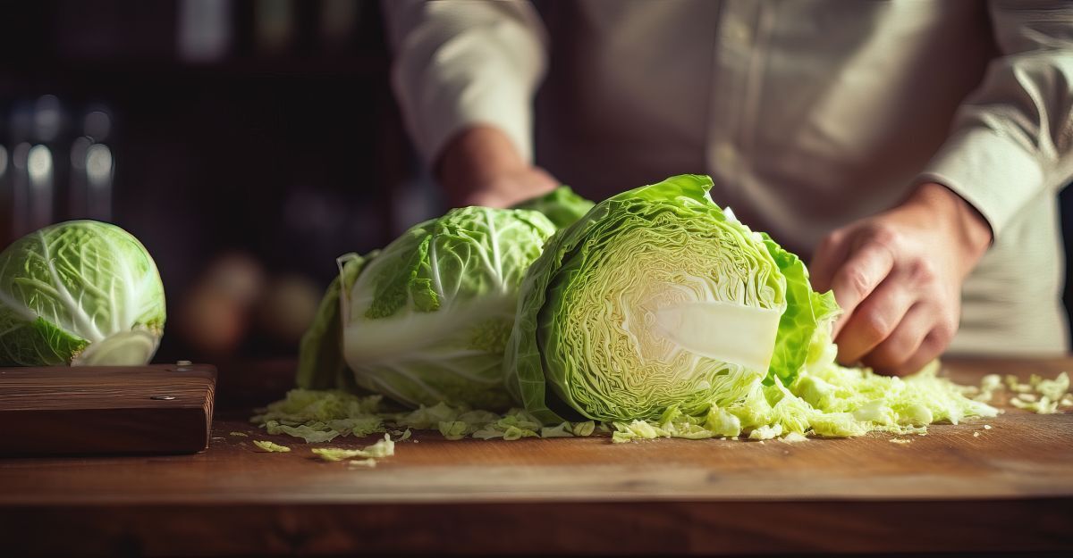 cavoli su un tagliere in cucina
