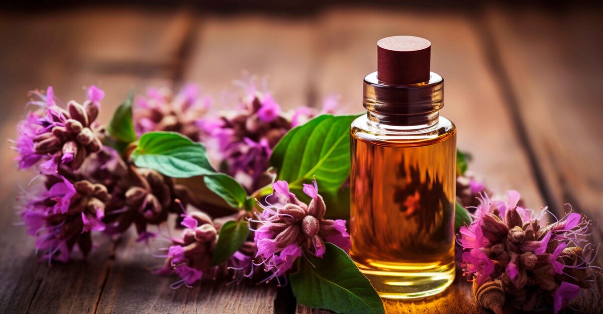 Una boccetta di olio di patchouli