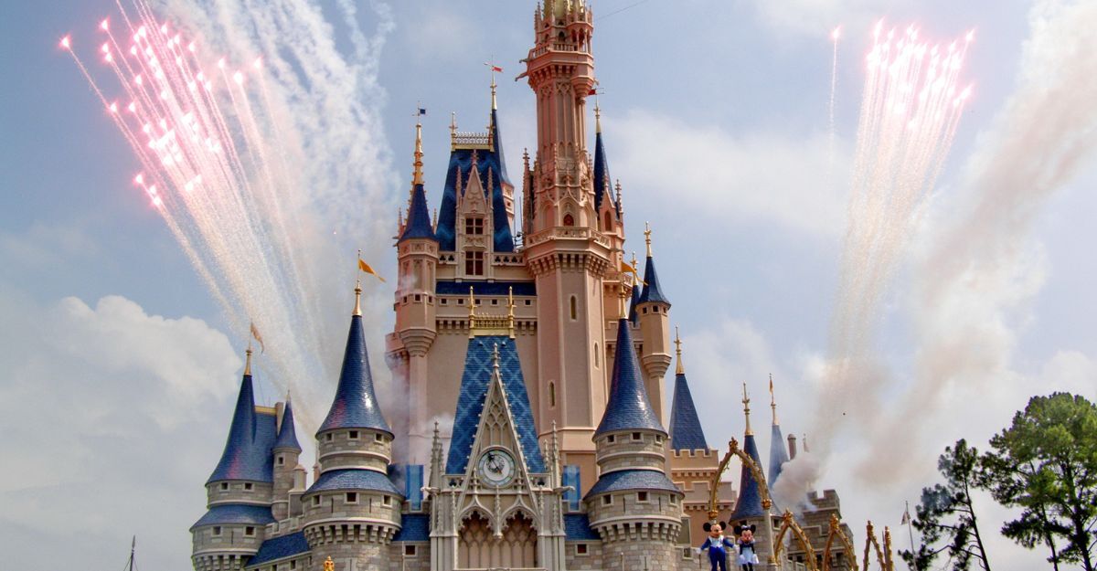 Il castello della Disney con i fuochi d'artificio