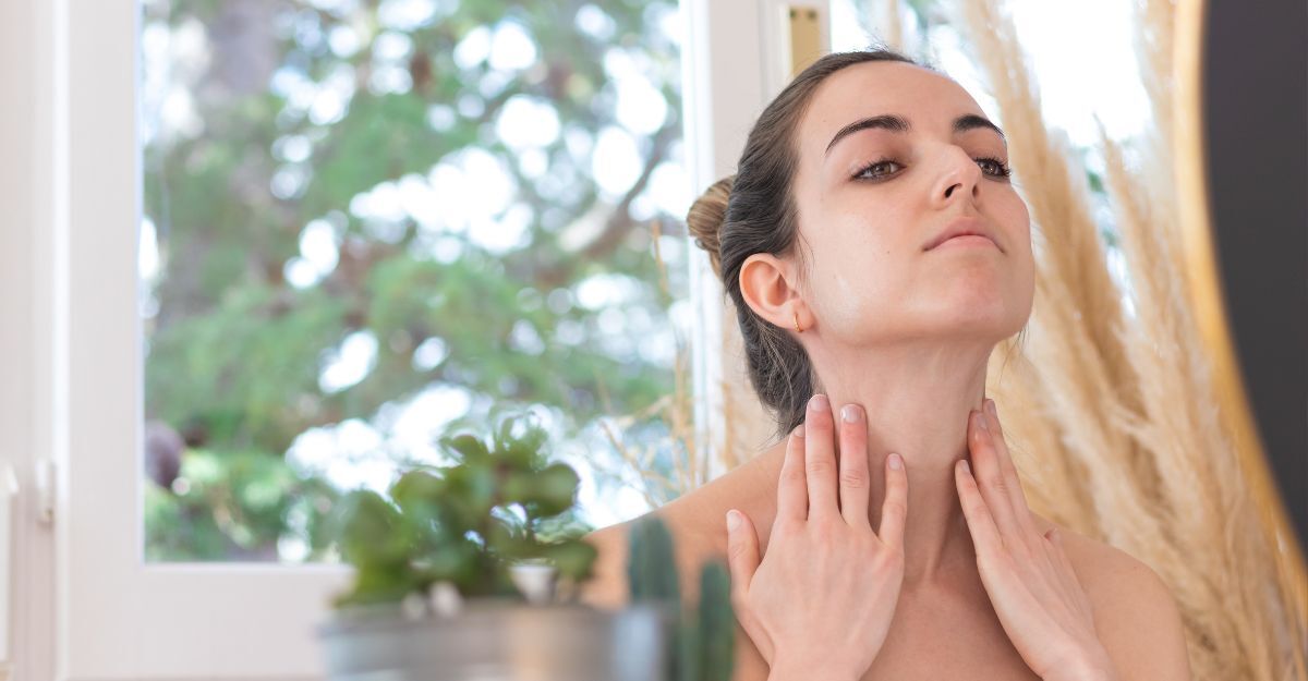 ragazza fa skincare davanti allo specchio