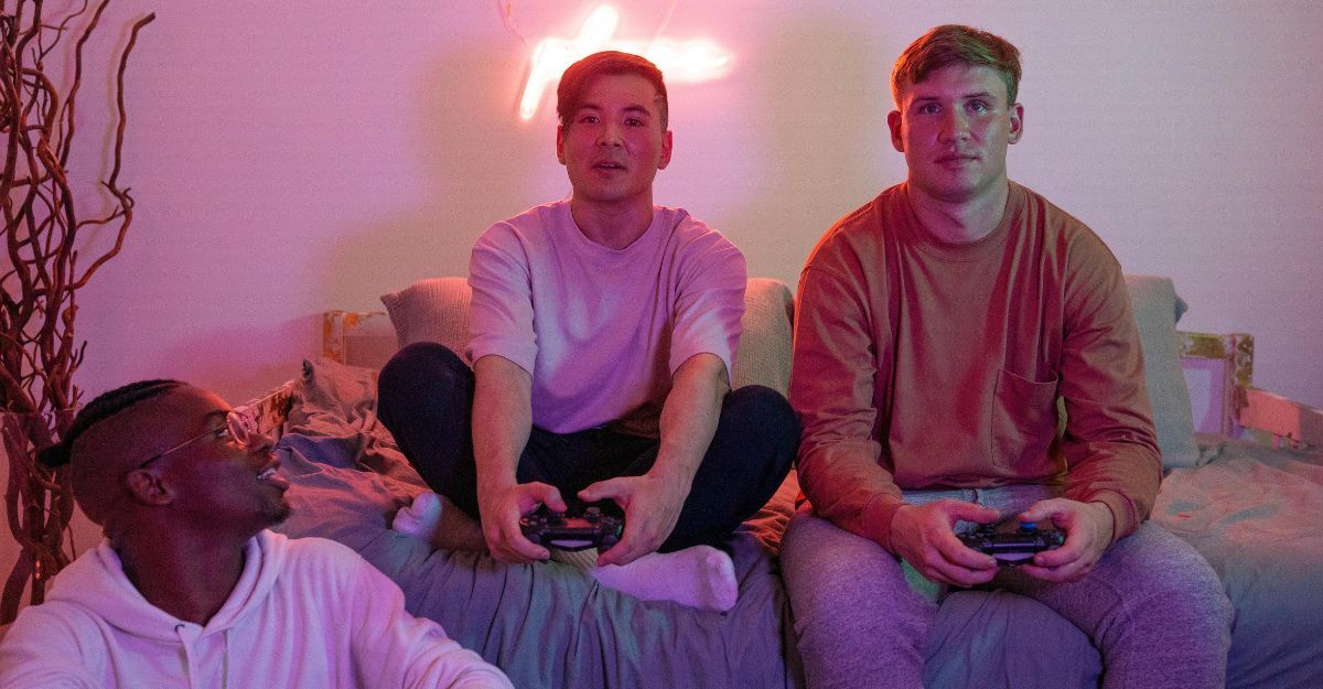 Ragazzi che giocano insieme ai videogiochi