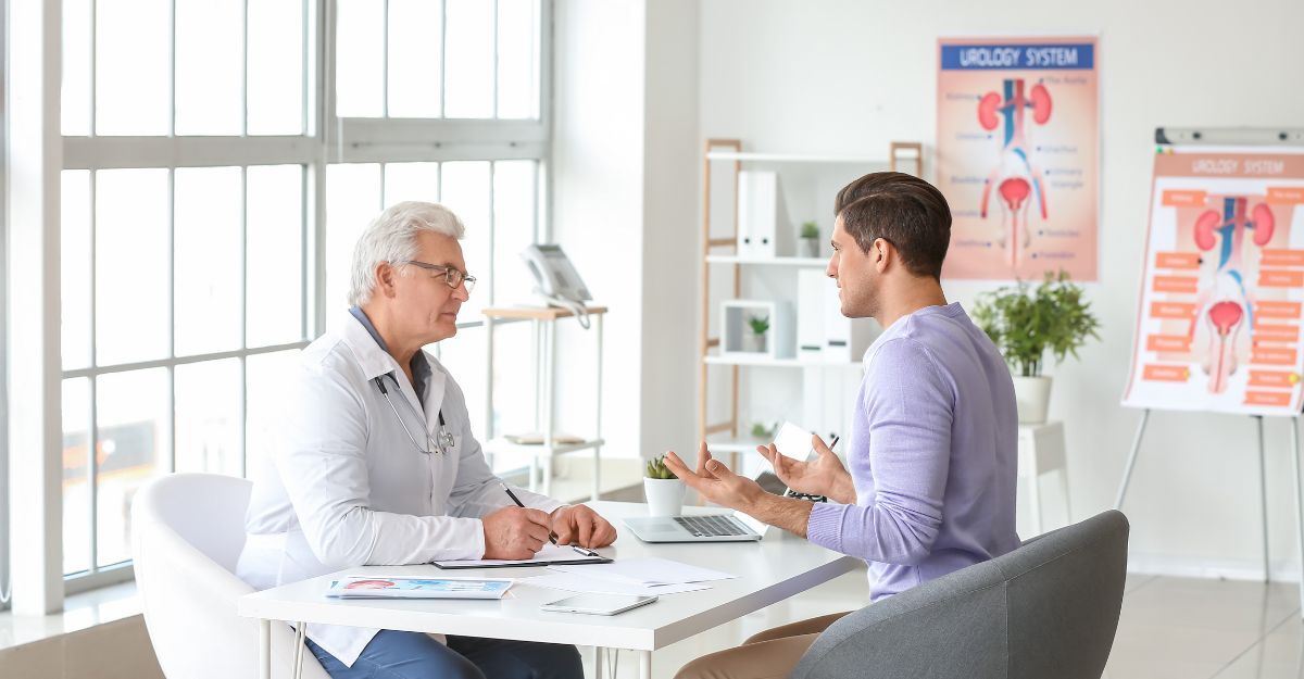 paziente in visita dall'urologo