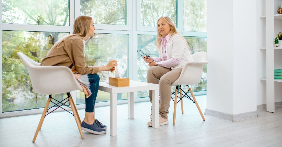 Seduta di terapia in uno spazio ampio