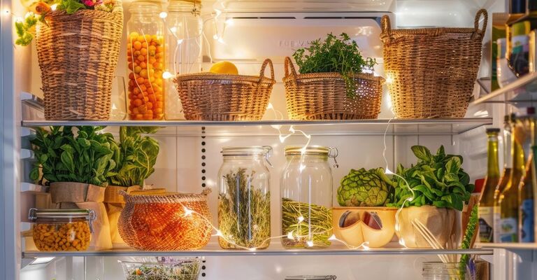 Un frigo decorato al suo interno