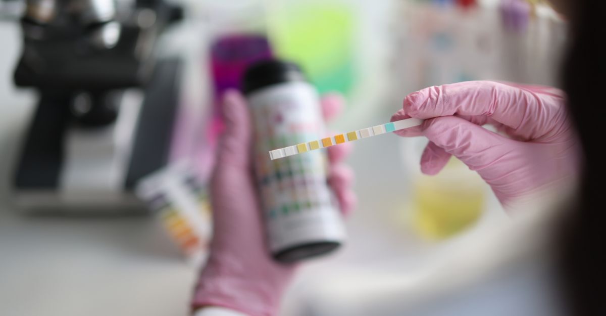 Barattolo con test per le urine 