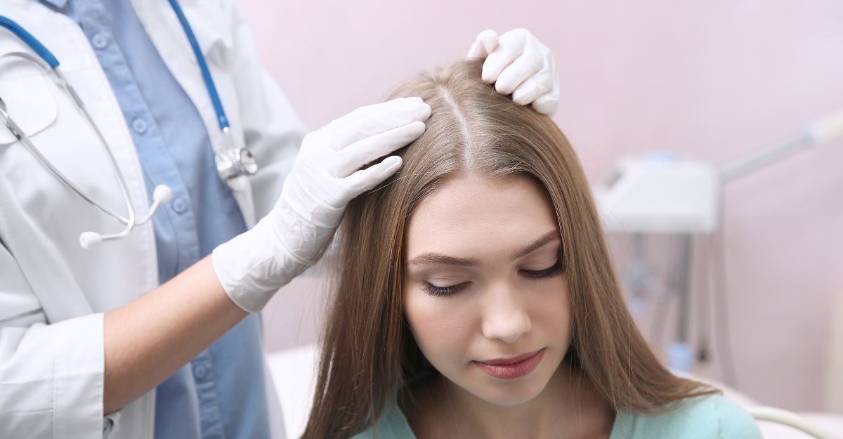 medico controlla cuoio capelluto paziente