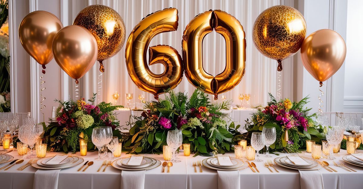 tavolo imbandito per festeggiare le nozze di diamante