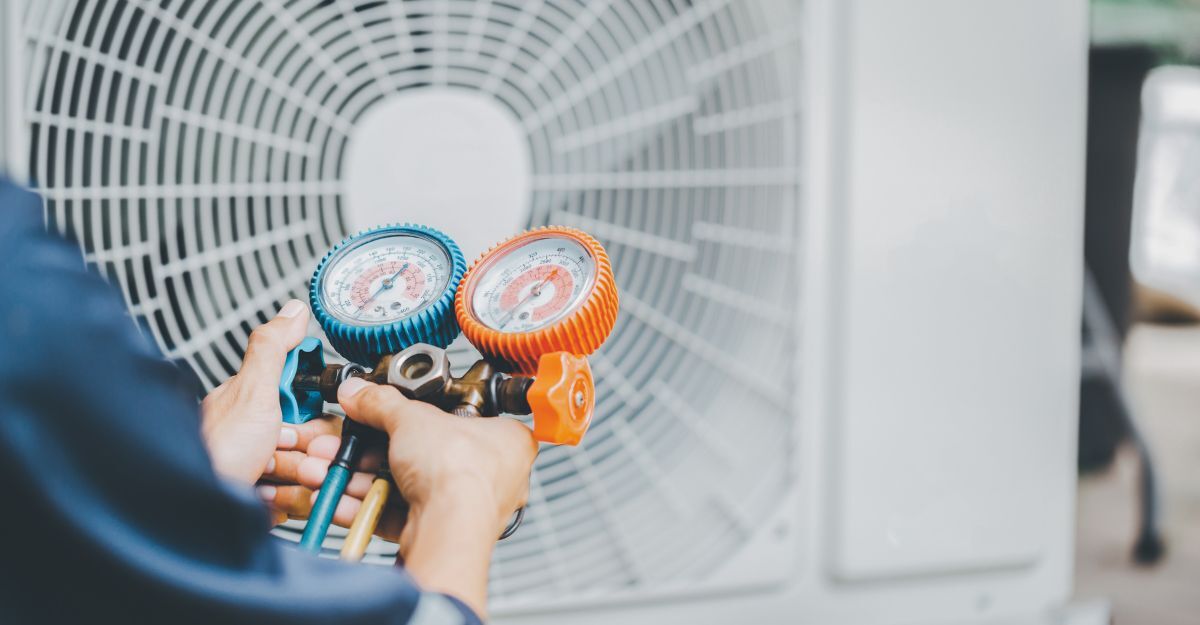 Un tecnico misura una valore dei condizionatori