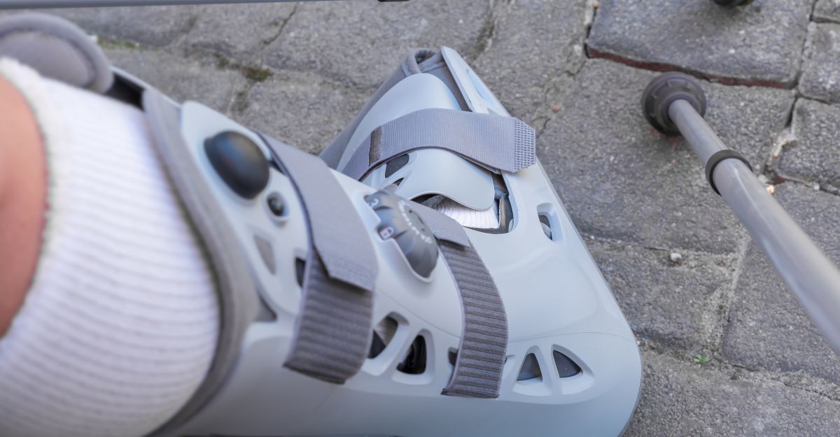 Una persona con un tutore al piede