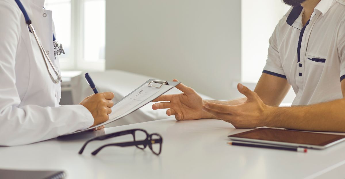 Un ragazzo parla con un ortopedico