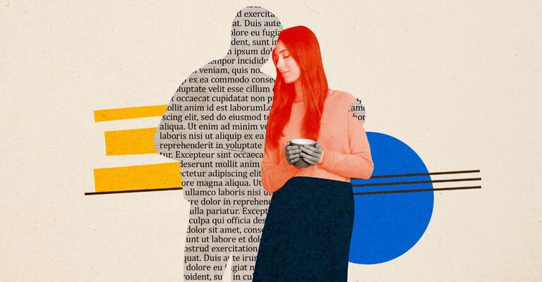 Collage di sagoma di una coppia, in cui lui è fatto di parole da un giornale