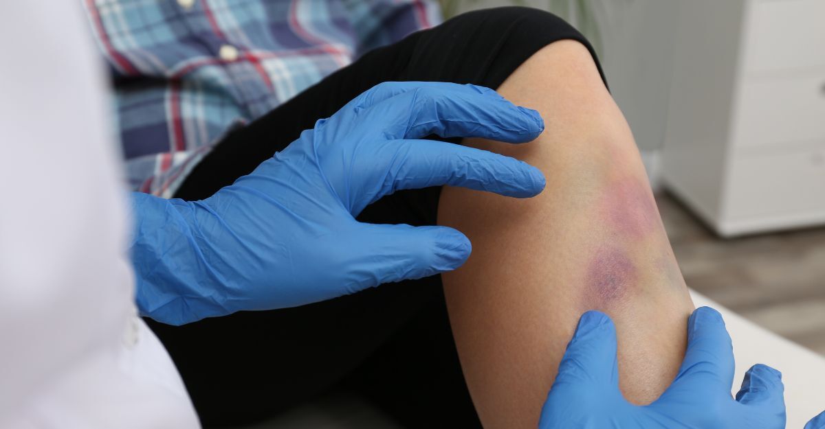 paziente con lividi alla gamba viene visitato