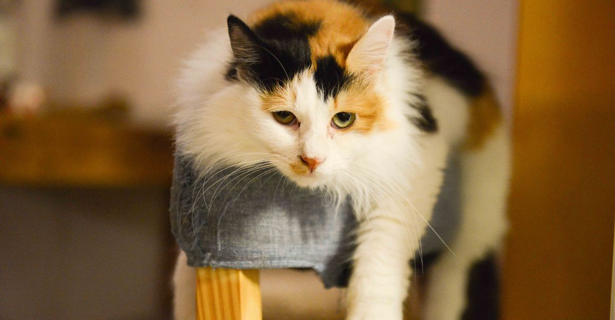 Un gatto sdraiato su un poggia piedi