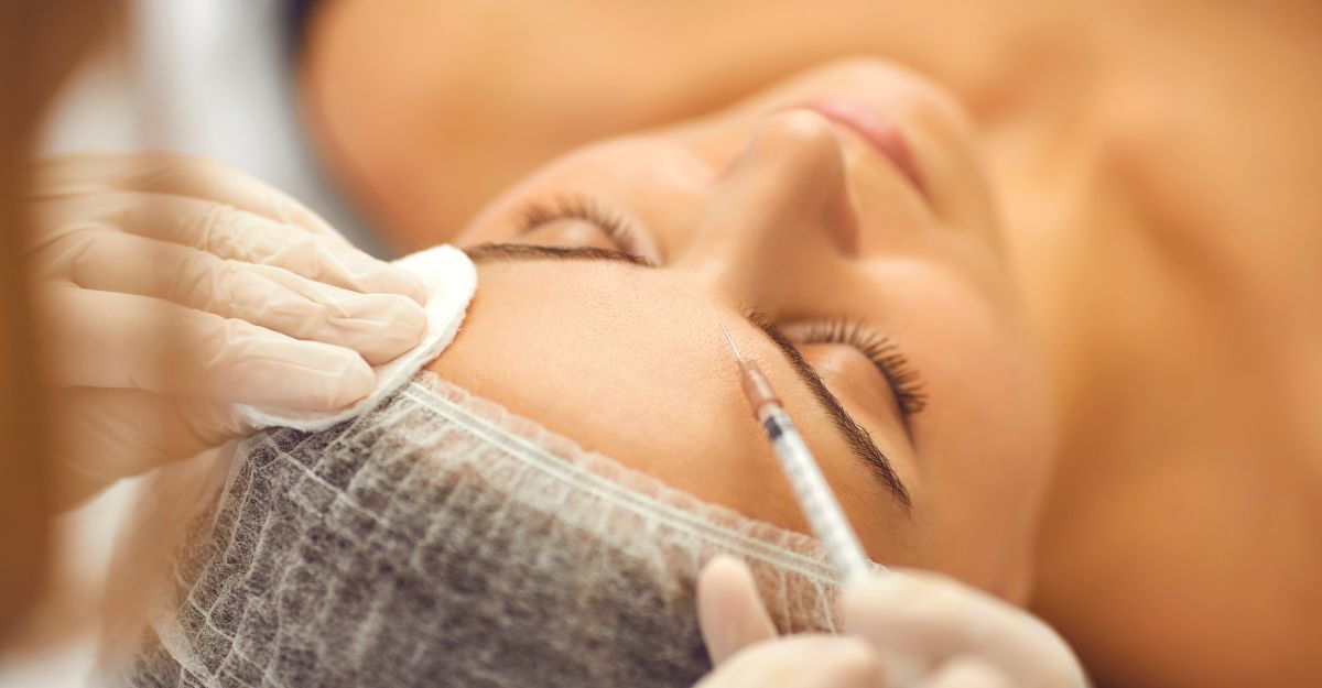 Una donna si fa fare una iniezione di acido polilattico al viso