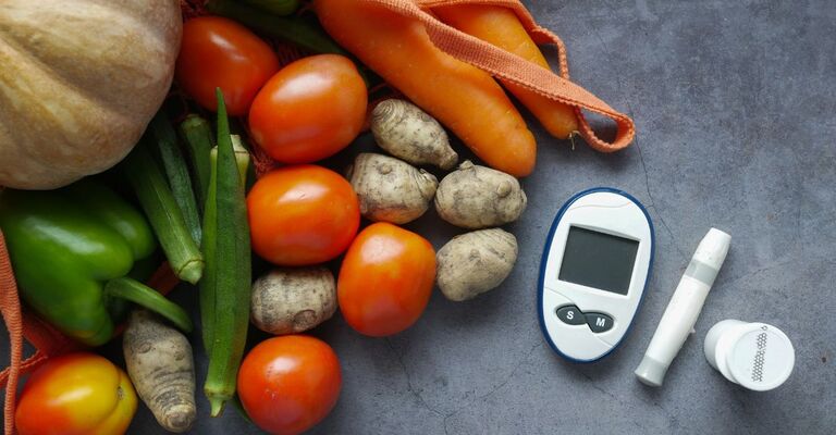 ortaggi e strumento per monitorare il diabete