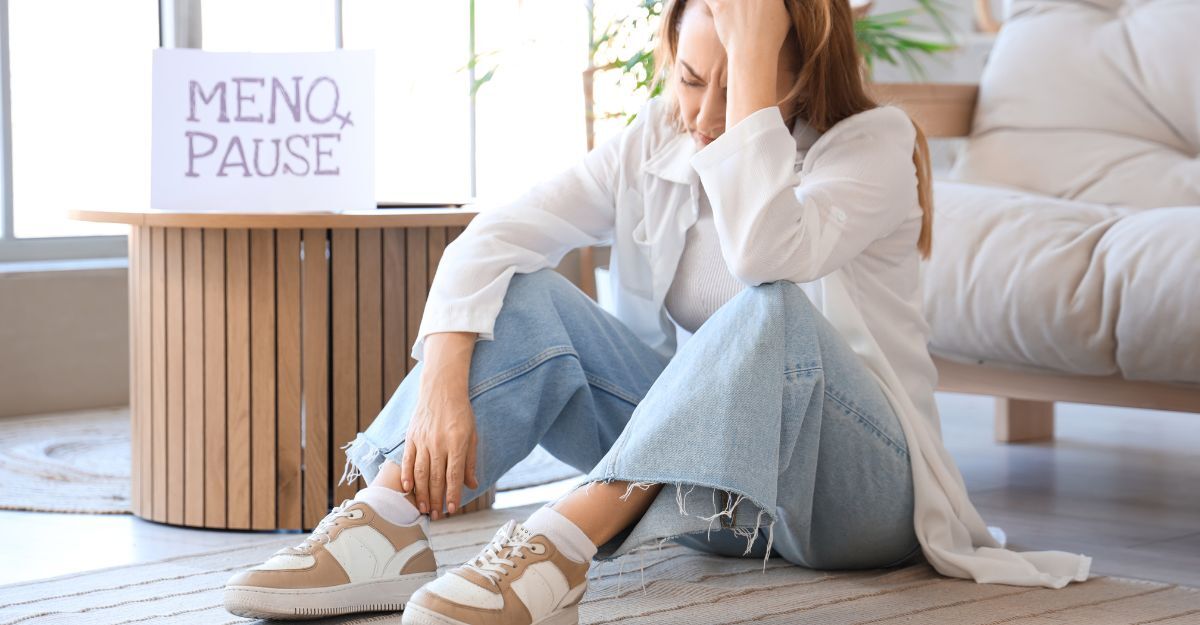 donna seduta per terra si tiene la testa con le mani