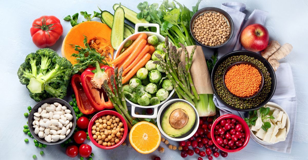 alimenti di origine vegetale, frutta, verdura, legumi