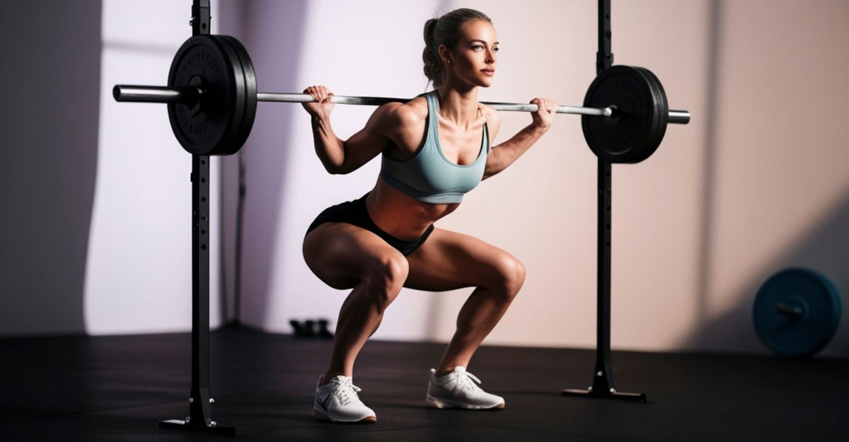 Una donna che fa sollevamento pesi