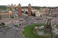Plaça d'Espanya vanop het dak van de Arenas