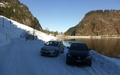 Geparkeerd in de sneeuw
