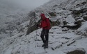 Steve op de besneeuwde afdaling