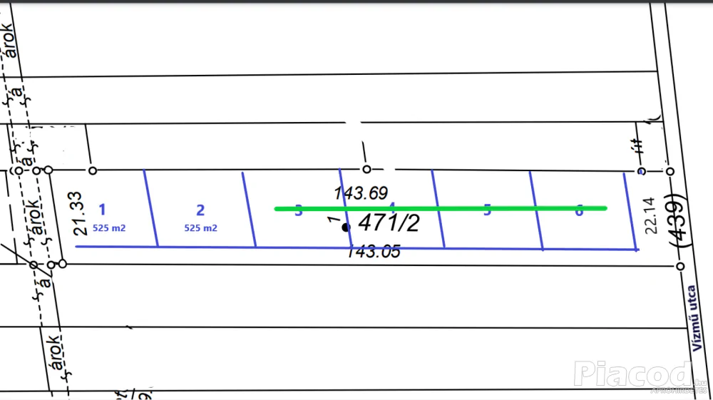 Zamárdi belterületi telekhányad 525m2 13,7m Ft (part: 600m)