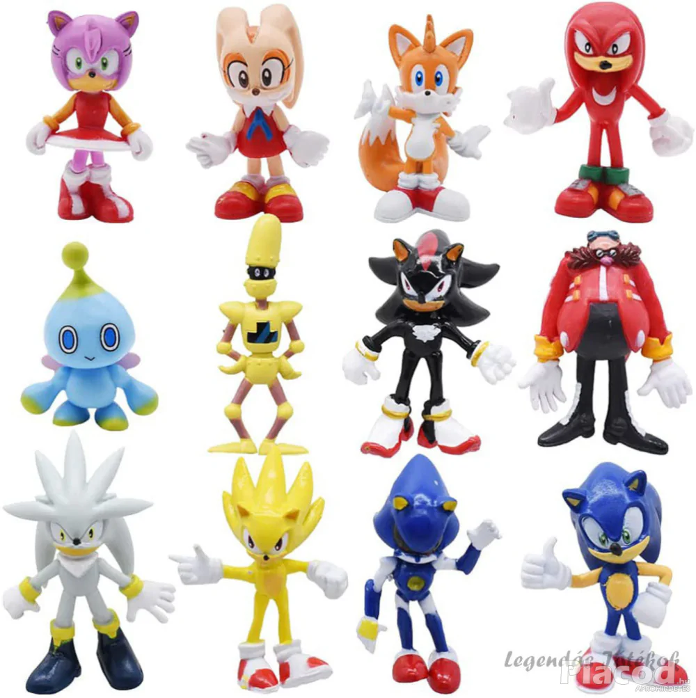 12 db-os Sonic a sündisznó figura szett Krémnyuszival Új! Készletről!
