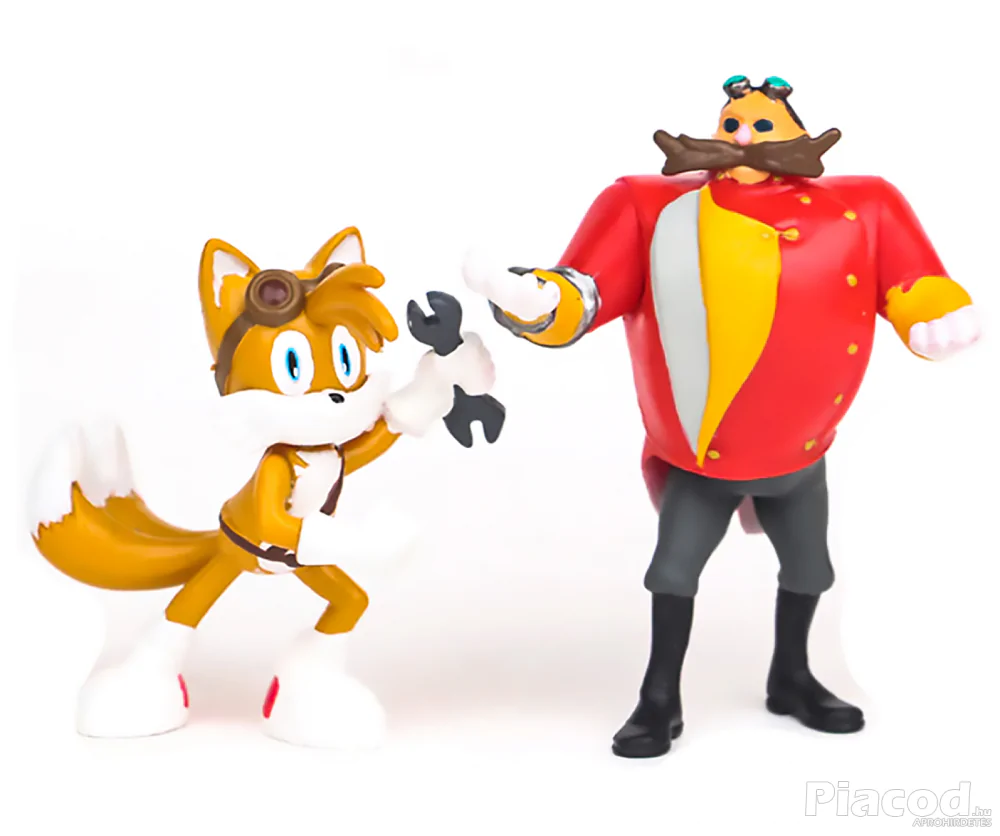6 db-os Sonic a sündisznó jellegű figura szett Dr. Eggmannel