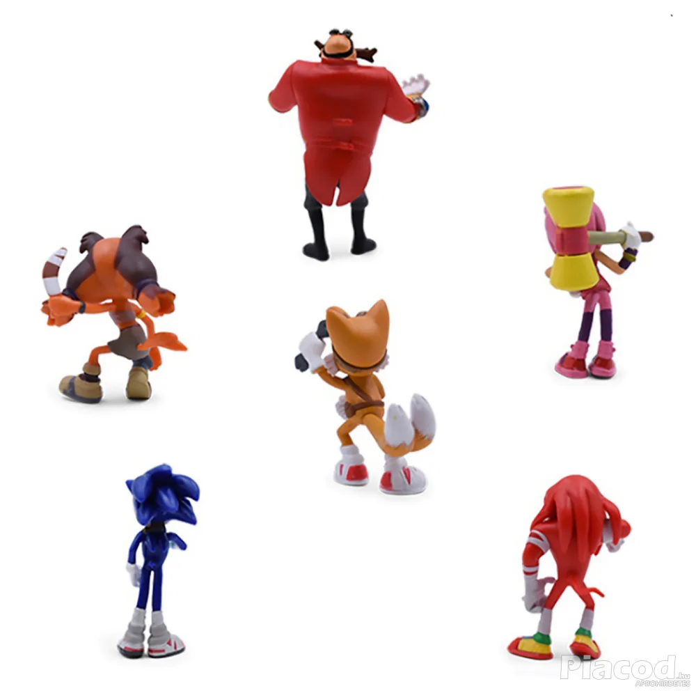 6 db-os Sonic a sündisznó jellegű figura szett Dr. Eggmannel