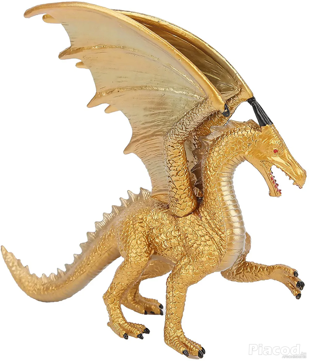 Arany színű sárkány figura szobor 18 cm