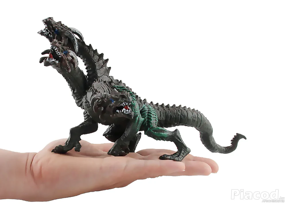 Három fejű fekete sárkány figura 20 cm