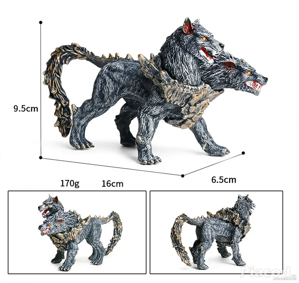 Kettő fejű farkasdémon figura 16 cm