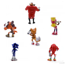 6 db-os Sonic a sündisznó jellegű figura szett Dr. Eggmannel