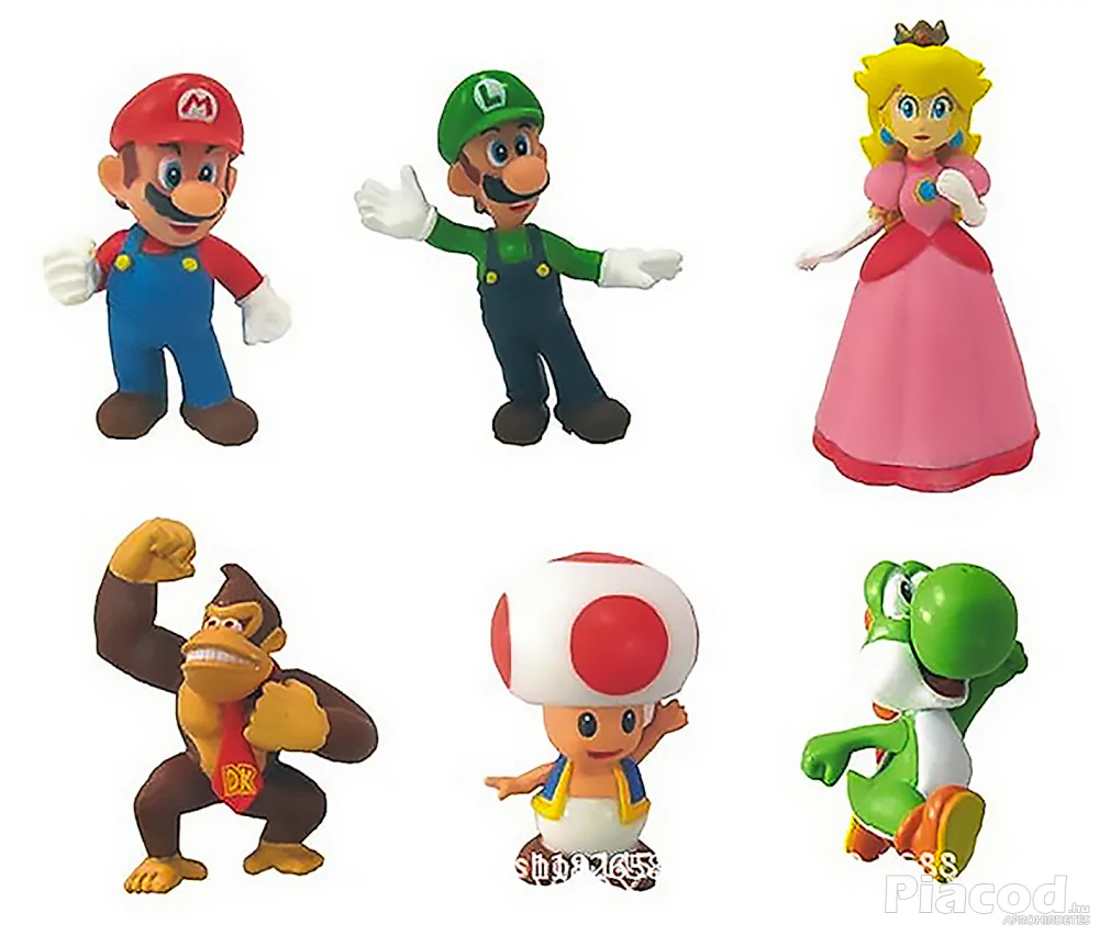 6 db-os Super Mario figura szett