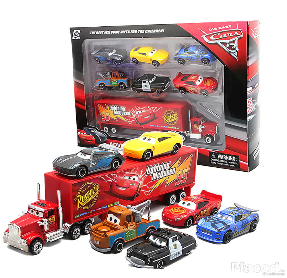Verdák Cars - 7 db-os kamion és kisautó játék szett