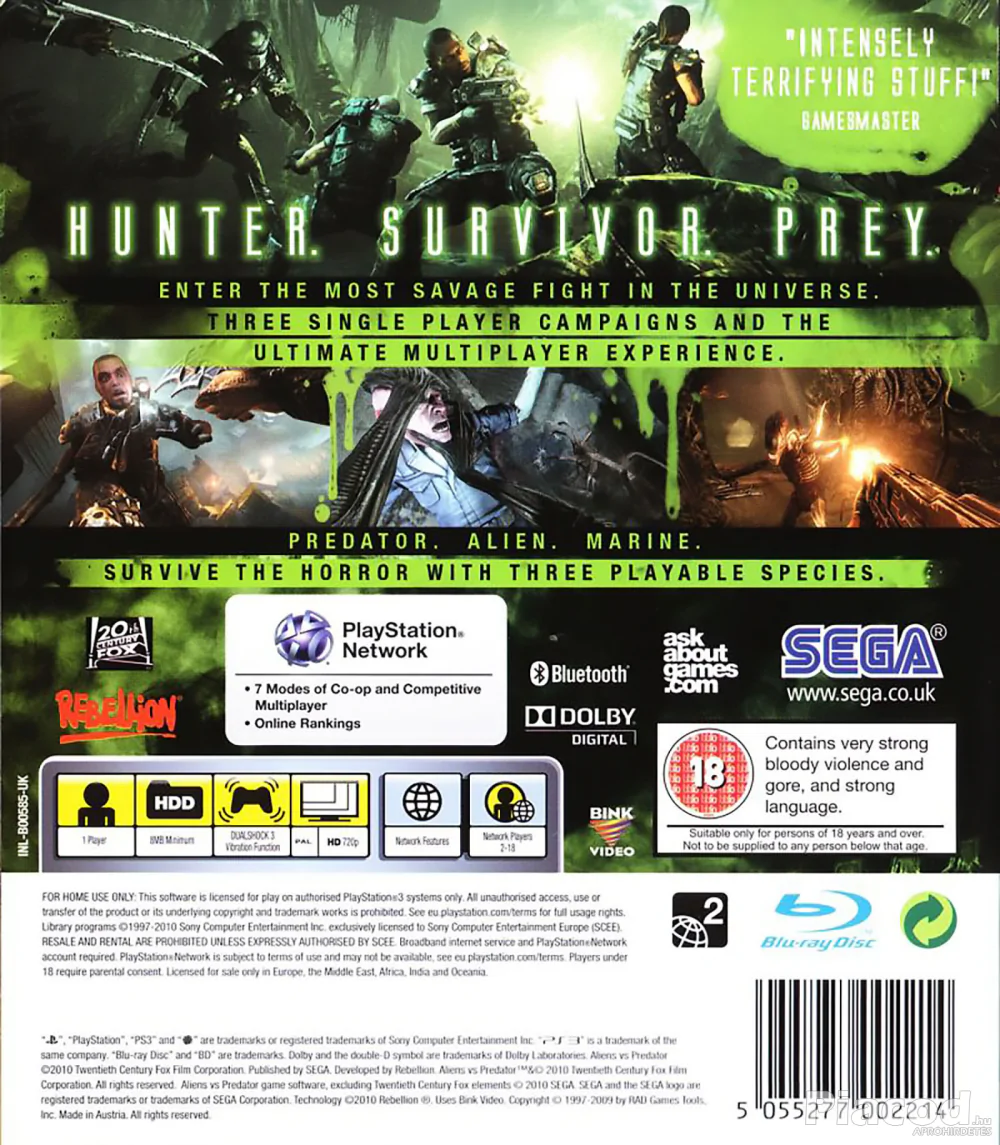 Alien vs. Predator Ps3 lemezes játék