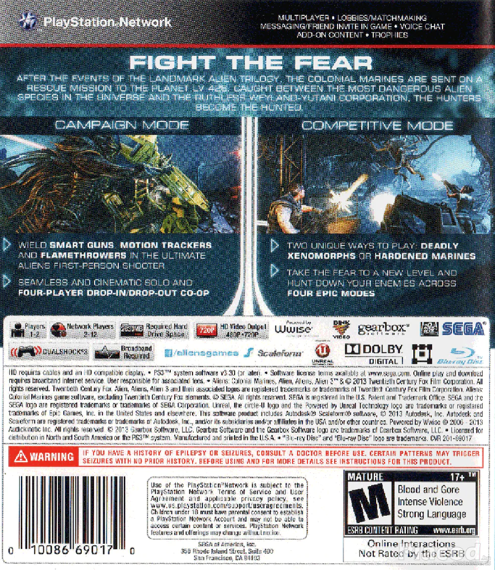 Aliens Colonial Marines Ps3 lemezes játék