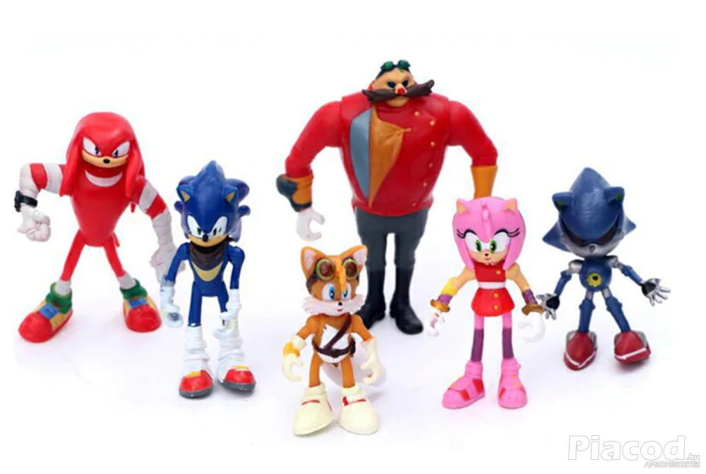 6 db-os Sonic a sündisznó figura szett Dr. Eggmannel