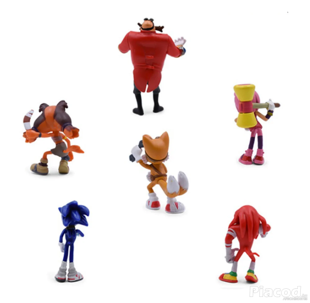 6 db-os Sonic a sündisznó figura szett Dr. Eggmannel