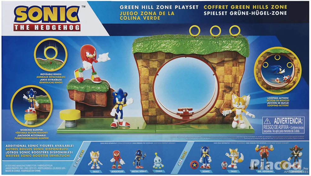 Sonic a sündisznó - Green hill zone pálya játékszett figurával Jakks