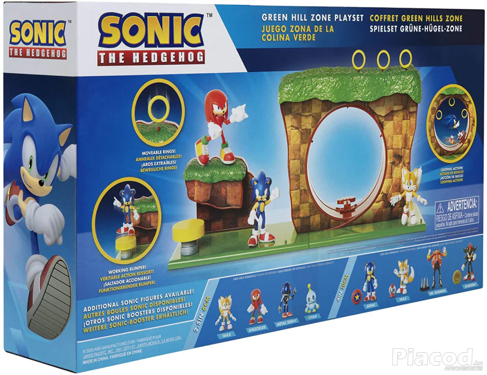 Sonic a sündisznó - Green hill zone pálya játékszett figurával Jakks