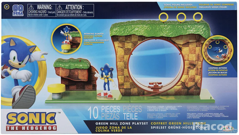 Sonic a sündisznó - Green hill zone pálya játékszett figurával Jakks