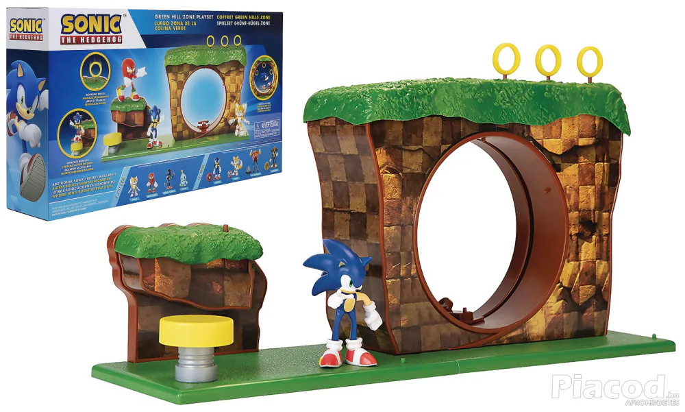 Sonic a sündisznó - Green hill zone pálya játékszett figurával Jakks